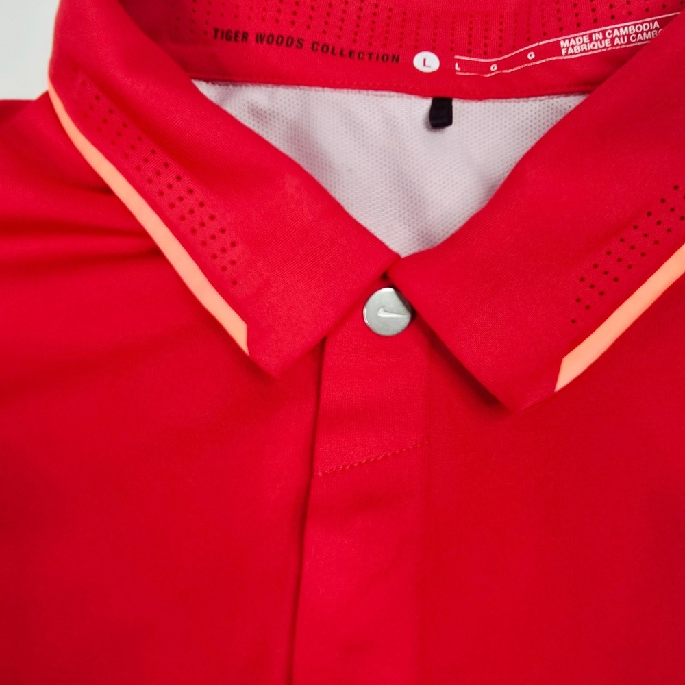 Nike Tiger‎ Woods Collection Dri Fit Red Golf Polo Shirt Mens Large L - Picture 5 of 12